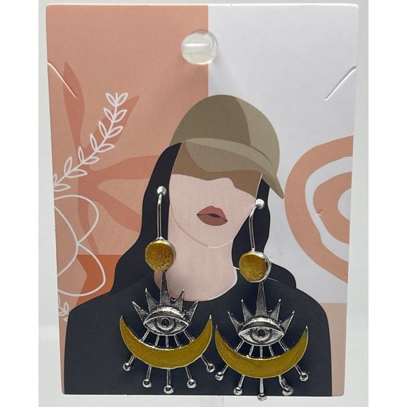 "The Moon Cry" Eye Moon Dangle Bohemian Earrings - Picture 3 of 3